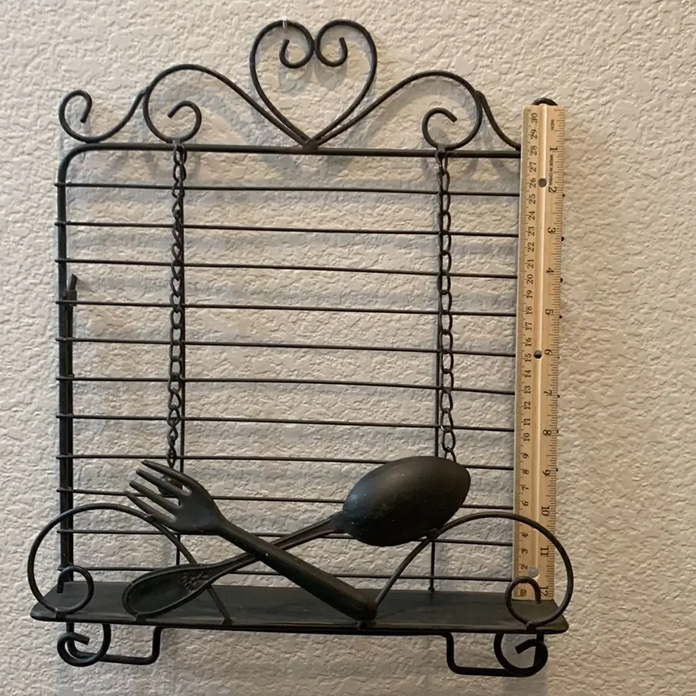 Metal Fork Spoon Wall Kitchen Cook Book Holder Ball And Chain Page Dividers